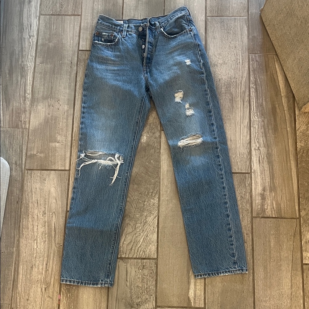 Levi's Men's Straight Blue Distressed Jeans